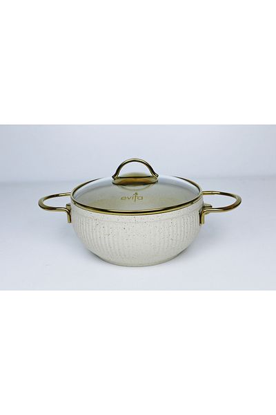 Evita Oyster Gold Granite 20 Cm Deep Pot Ivory
