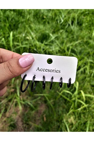TÜKKAN ACCESSORİES 6'lı Halka Küpe 3 Boy 3 Çift Kombin Çoklu Küpe-0kk115