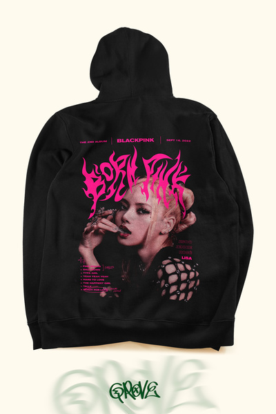 Grove Fashion Blackpink Lisa Ön Ve Arka Baskılı Unisex Oversize Kapüşonlu Sweatshirt Hoodie