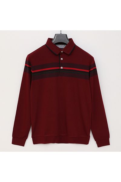 Dio Rise Men's Long Sleeve Polo Neck Claret Red Knitwear