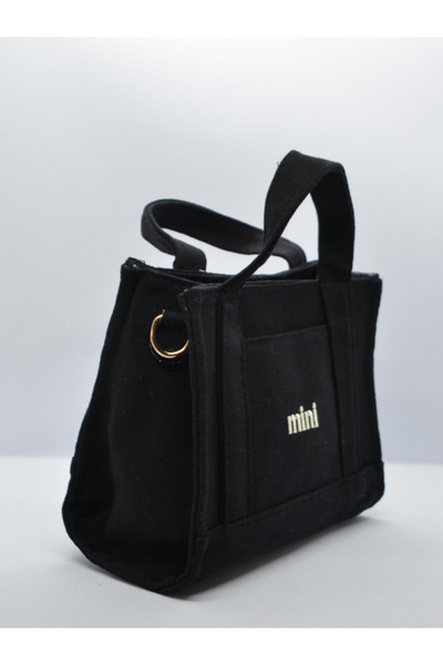 AWOSA Siyah Kadın Günlük El Omuz Kanvas Mini Çanta