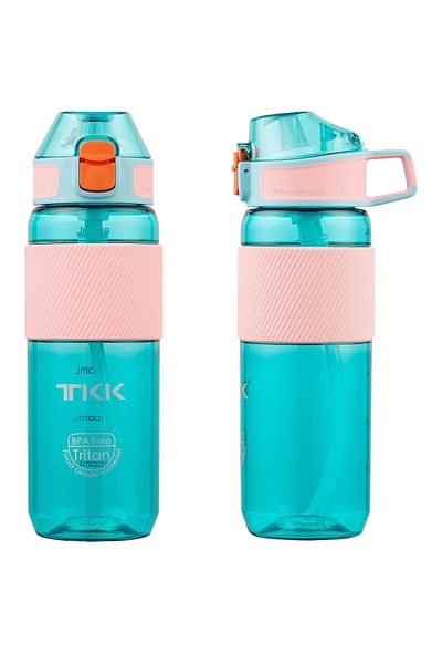 Vagonlife TKK 700ml Water Bottle with Straw, Carrying Handle, Silicone Body and Measuring Scale
