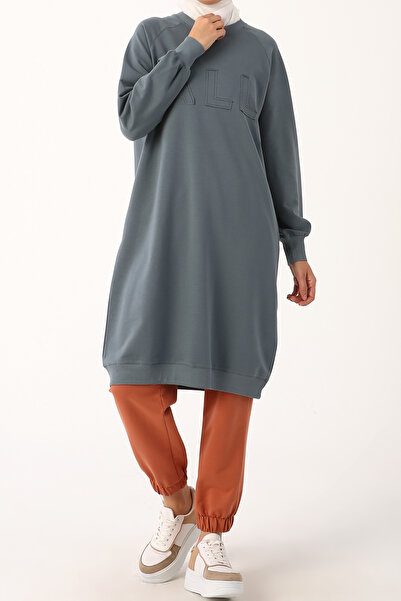 ALLDAY Lehká uzená žebrovaná celovyšívaná tepláková tunika