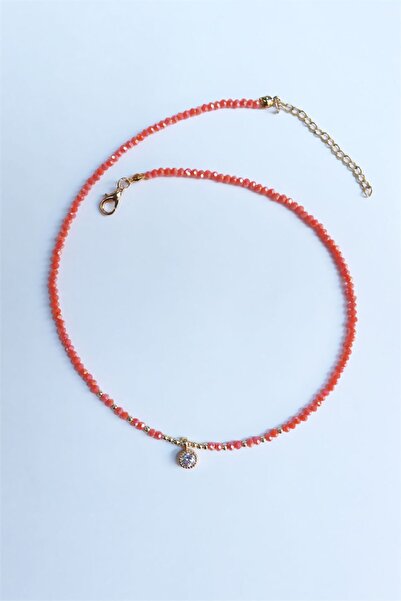 Sose Moda Orange Crystal Stone Necklace