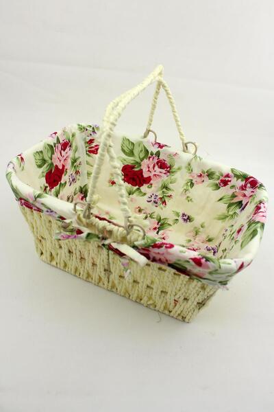 ALBETTO Hasır Ekmeklik Dikdörtgen Ekmek Sepeti Derin Krem25*17*12cm