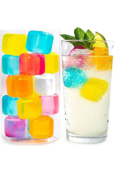 ALBETTO 12 Pieces Colorful Ballpoint Ice Mold Ice Cubes Colorful Plastic Ice Cube