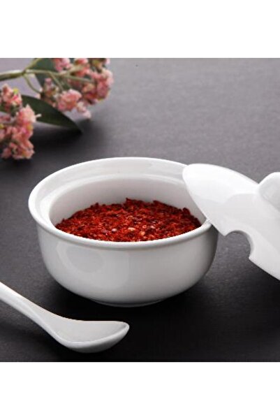 ALBETTO 3 Parça Porselen Kaşıklı Tuzluk Biberlik