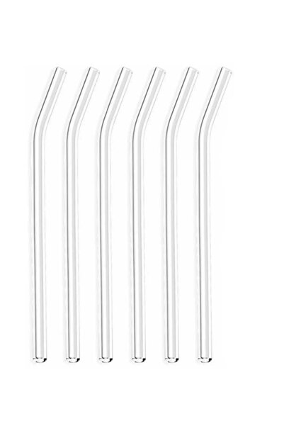 ALBETTO 6-Piece Glass Straw Transparent Curved 19cm