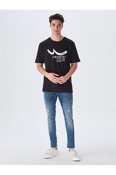 Ltb Gadopa Men's Logo Black Crew Neck T-shirt