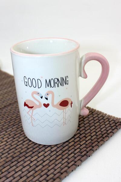 ALBETTO 150 Ml Porselen Kupa Fincan Flamingo Desen 2538