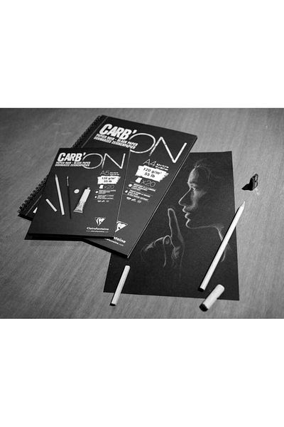 Clairefontaine Carbon Black Drawing Block A5 120gr 20 Sheets Side Spiral