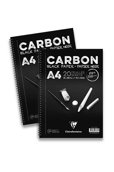 Clairefontaine Carbon Black Drawing Block A5 120gr 20 Sheets Side Spiral