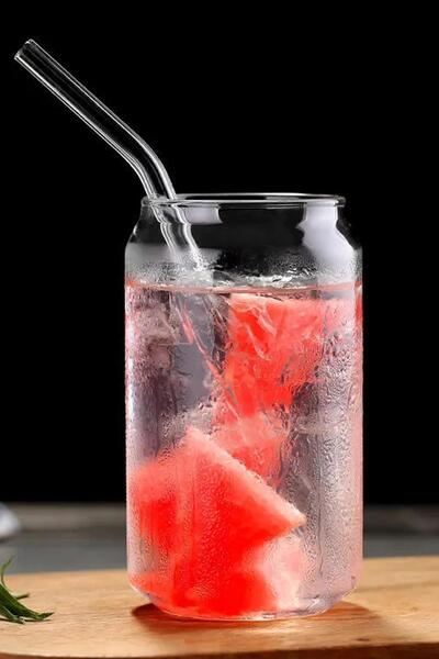 ALBETTO Borosilikat Cam Pipetli Caraf 420ml Bardak Kokteyl Bardağı