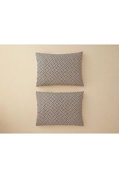 English Home Geodesic Digital Printed Soft Cotton 2-Piece Pillow Case 50x70 Cm Anthracite - Green