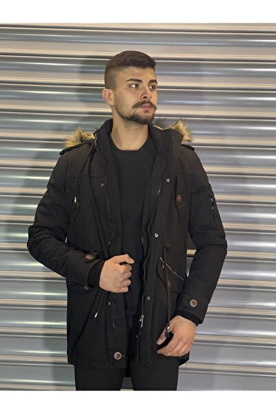 Kaleiçi Yıldızlar Yıldızlar Erkek Yıkamalı Içi Polarlı Yakası Kürklü Crafter Kaban Yge10101 10101siyah