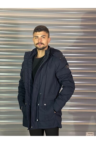 Kaleiçi Yıldızlar Yıldızlar Erkek Crafter Yıkamalı Dik Yaka Kapşponlu Içi Kürklü Kaban Yge5464 5464lacivert