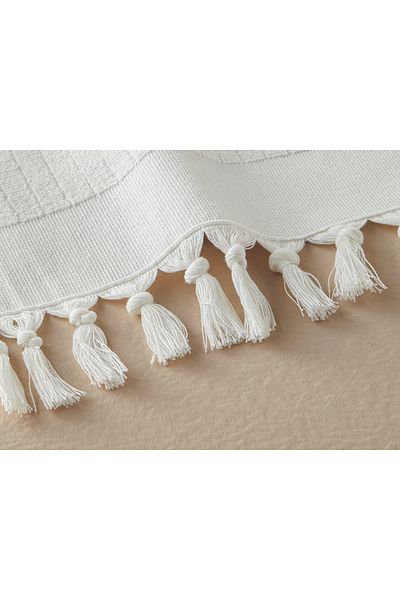 English Home Prosop de mână cu franjuri din bumbac cu dungi Tuffy Ecru
