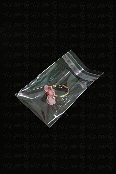 Eliz Party 6x12cm Şeffaf Bantlı Yapışkanlı Opp Parlak Jelatin Poşet Bijuteri Aksesuar Paketleme Poşeti 100 Ad