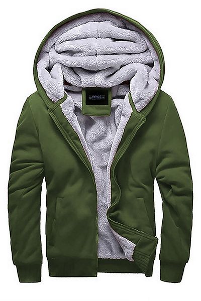 Madmext Khakifarbene Strickjacke mit Fell innen 22377
