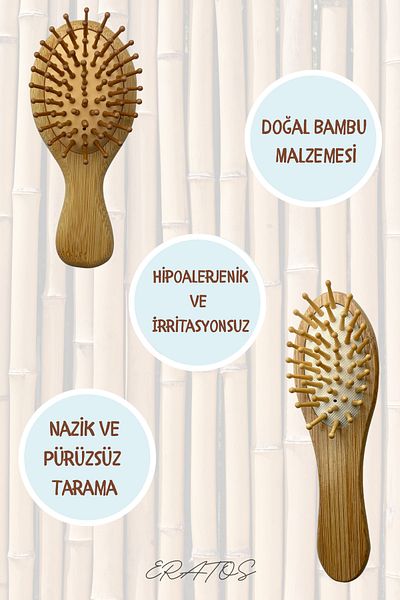 ERATOS 2-Piece Bamboo Comb Set for Babies - Bamboo Baby Comb for Sensitive Hair Hair Combing and Skin Friendly