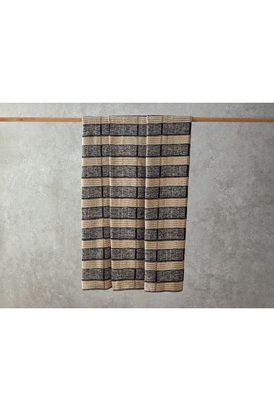 English Home Beige and Black Double Blanket - 200x220 Cm, Cotton Raya