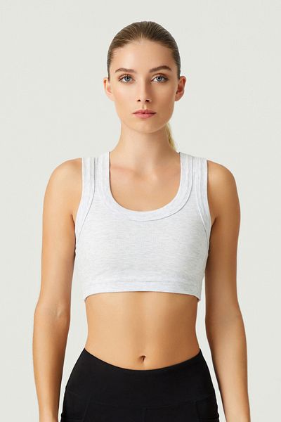 Los Ojos x Šedá bavlna Melodi Tlustý popruh Crop Top Tank