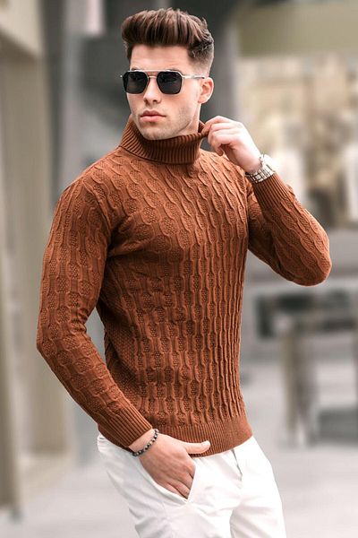 Madmext Kamelfarbener Rollkragenpullover 5759