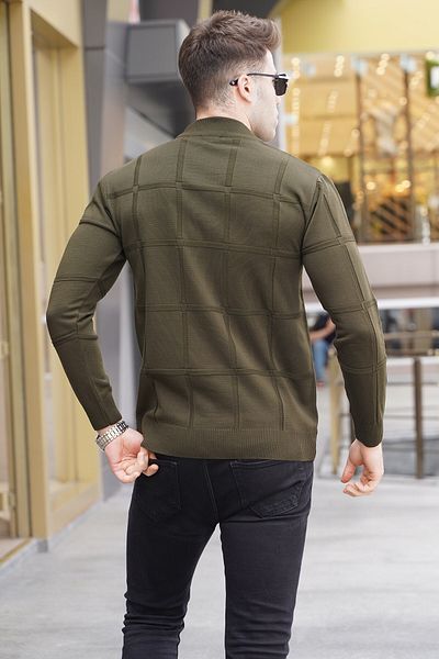 Madmext Khaki garbó kötött pulóver 5784