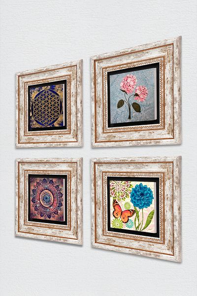 Pinecone Mandala, Fluture, Floarea Vieții, Floarea Hortensiei Roz Pictură Perete de Piatră Decor de Perete înrămat