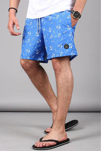 Madmext Blaue Badeshorts für Herren mit Ankermuster 6366