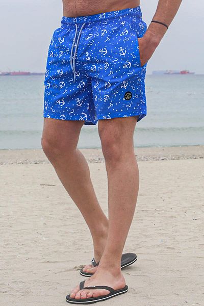 Madmext Blaue Badeshorts für Herren mit Ankermuster 6366