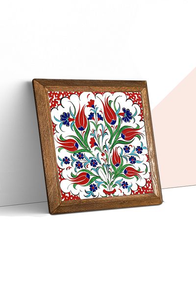 Pinecone Τοίχος με πέτρα τουλίπας τοίχου με ξύλινο πλαίσιο Διακόσμηση τοίχου 25x25cm W1-186