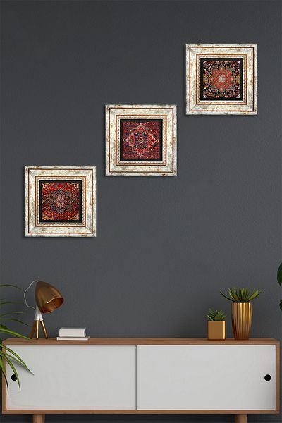 Pinecone Model de pictură pe perete cu piatră, decor de perete înrămat, set de pictură din 3 piese, artă de perete Tk3-1745