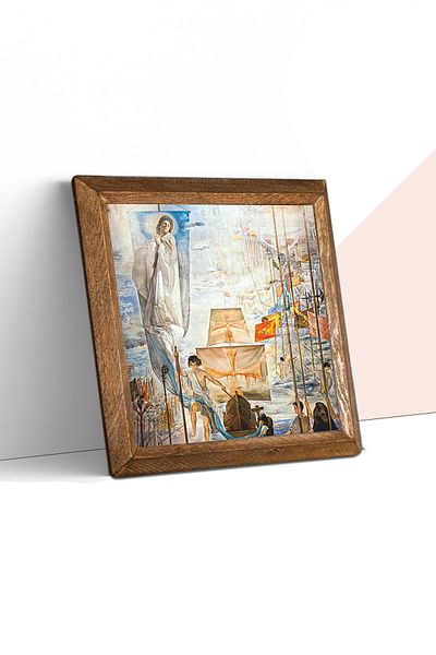Pinecone Salvador Dalí The Discovery of America by Christopher Columbus Stone Wall Painting Wood Framed Decor