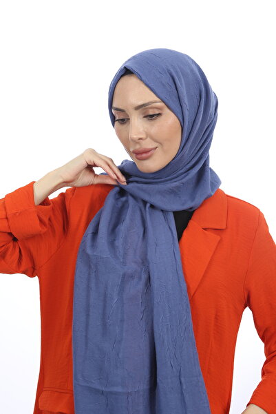 Trablus Tessetür Kadın Bambu Kraş Şal Kot Mavisi