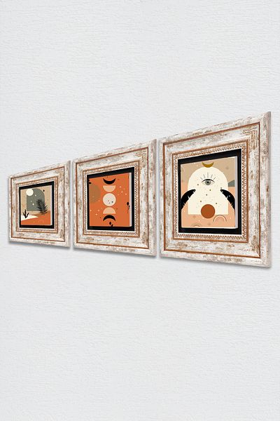 Pinecone Bohemian Stone Wall Painting Πλαίσιο Διακόσμηση τοίχου 3 τεμαχίων Σετ ζωγραφικής Wall Art Tk3-1704
