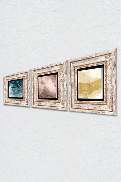 Pinecone Artă abstractă Pictură pe perete cu piatră Decor de perete înrămat Set de pictură din 3 piese Wall Art Tk3-1885