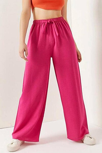Madmext Pembe Bol Paça Keten Pantolon Mg1846