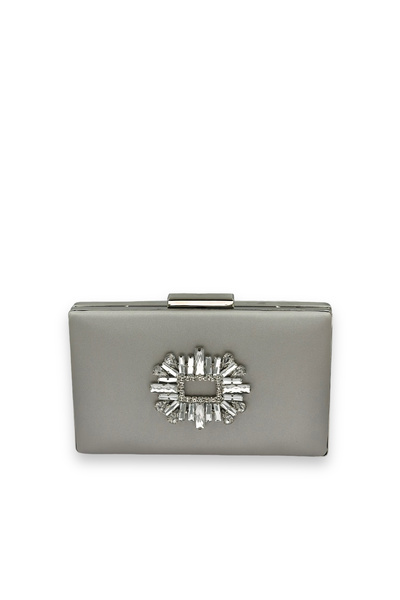 Biçanta Ασημί γκρι Χρώμα χωρίς γρατσουνιές Σατέν Ασημένια πέτρα βραδινή τσάντα νυφική τσάντα αρραβώνων