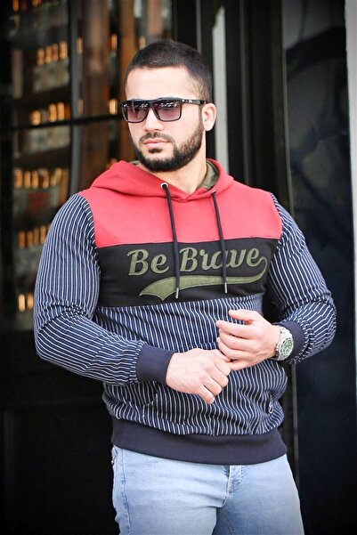 Madmext Φούτερ με κουκούλα ριγέ Navy Blue 2815