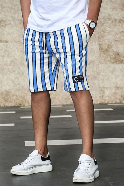 Madmext Gestreifte Saks Freizeitshorts 2915
