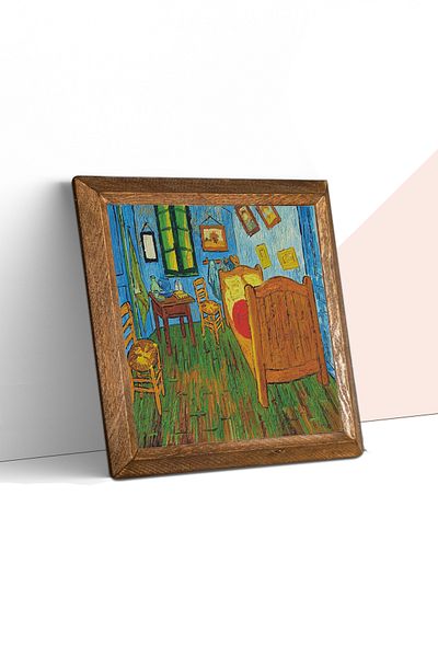 Pinecone Vincent Van Gogh Bedroom at Arles Stone Wall Painting with Wooden Frame Wall Decor Wall Art