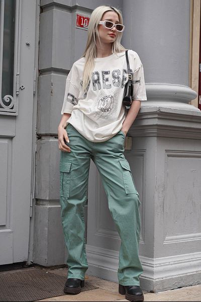 Madmext Mintgrüne Cargohose mit Taschendetails Mg1602