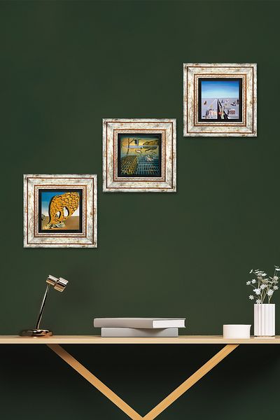 Pinecone Salvador Dalí Pictură pe perete cu piatră Decor de perete înrămat Set de pictură din 3 piese Wall Art Tk3-621