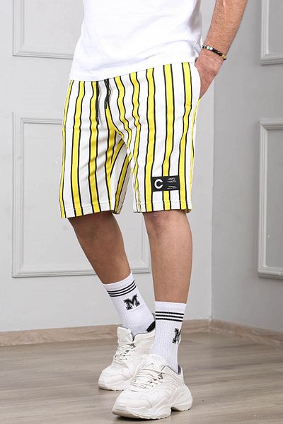 Madmext Gestreifte gelbe Tagesshorts 2915