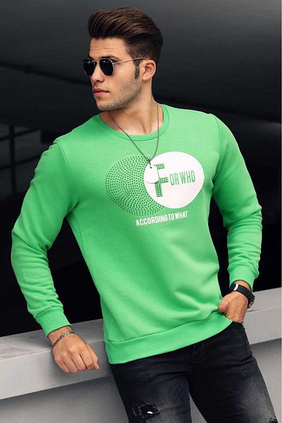 Madmext Grünes bedrucktes Sweatshirt mit Rundhalsausschnitt 4756