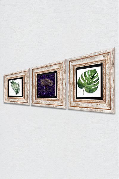 Pinecone Δέντρο της ζωής, Πέτρινο Φύλλο Ζωγραφική Τοίχου Πλαίσιο Διακόσμηση Τοίχου 3 τεμαχίων Σετ Ζωγραφικής Wall Art Tk3-1822