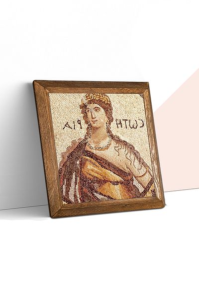 Pinecone Soteria Mosaic Stone Wall Painting with Wooden Frame Wall Decor Wall Art 25X25Cm