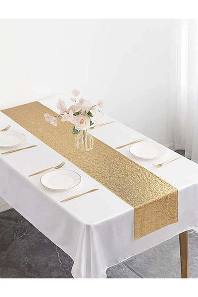 MER HOME Χρυσό (χρυσό) Sequin Sequin Table Runner (40x140)