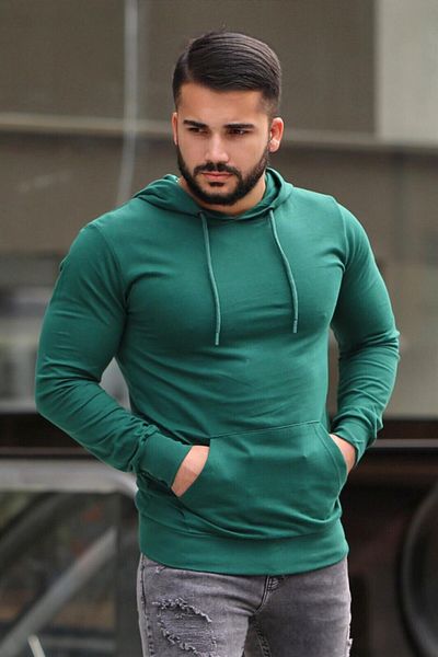 Madmext Grünes Basic-Kapuzensweatshirt 4117